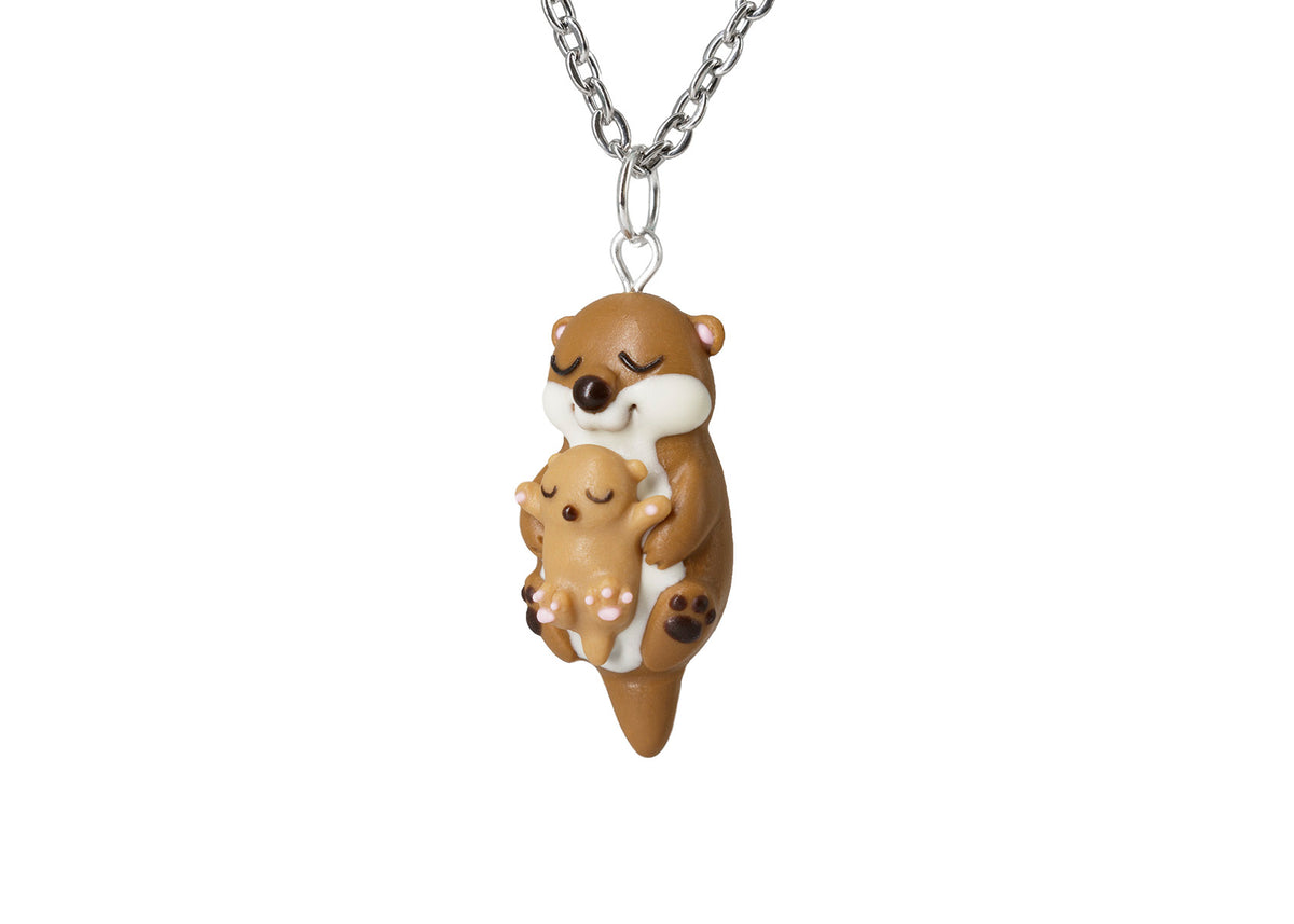 Handmade Mama Otter and Baby Necklace, Mothers Day Gift