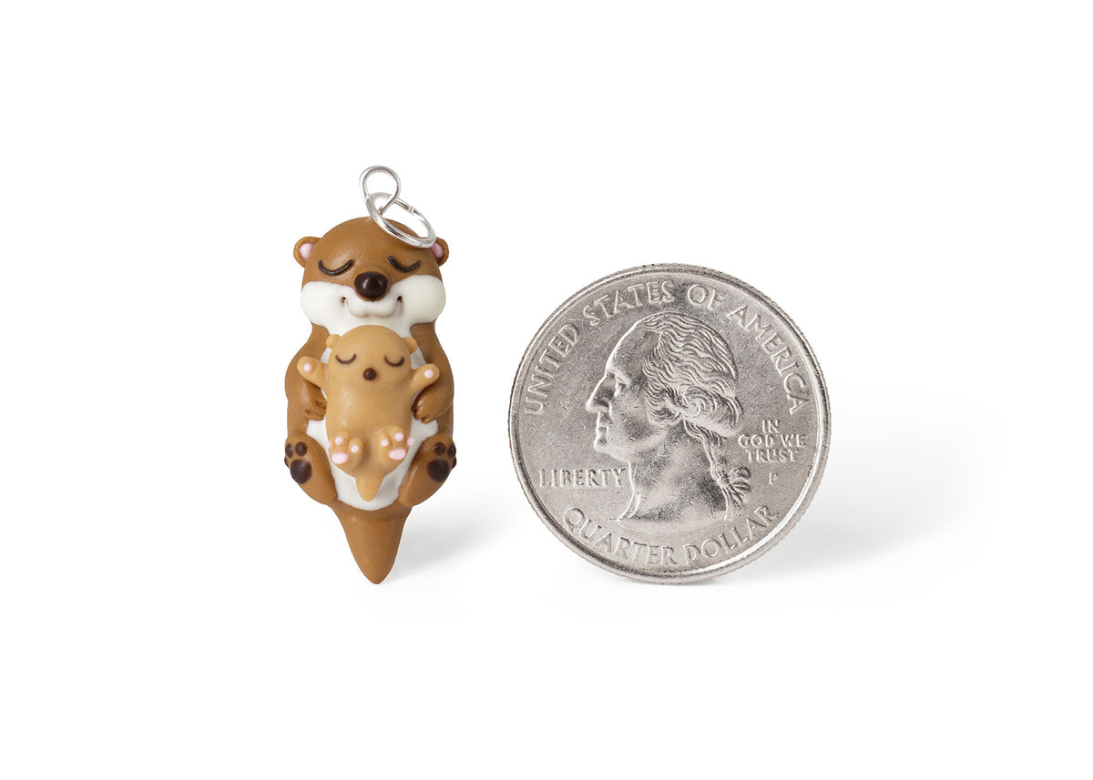 Handmade Mama Otter and Baby Necklace, Mothers Day Gift