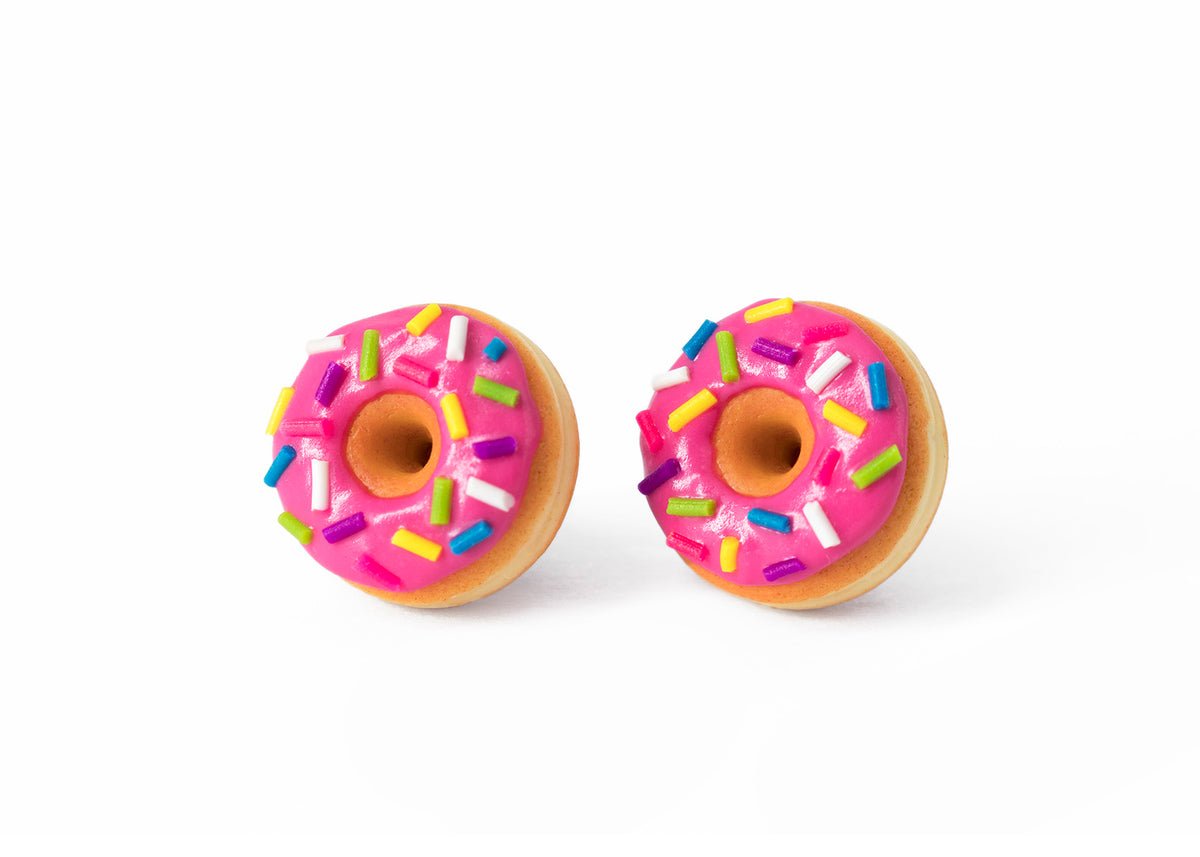 polinacreations Handmade Magenta Color Glazed Donut Stud Earrings, Doughnut Earrings Donut Stud Earrings Pink Donuts Pink Earrings polymer clay Fake Food Jewelry circle earrings pink jewelry pink earrings miniature food jewelry mini food earrings polina creations sprinkle earrings small earrings unique jewelry handmade jewelry magenta jewelry dessert jewelry handmade jewellery