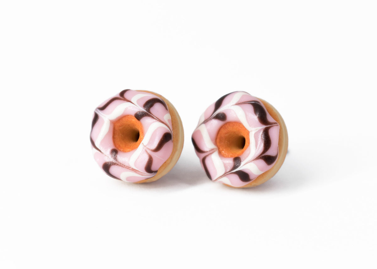 Handmade Jewelry pink Glazed Doughnut Earrings With Sprinkles, Donut Earrings PolinaCreations Fake Food Jewelry Polymer clay Food Earrings mini food jewelry miniature food cute studs small earrings circle earrings sprinkle jewelry rainbow jewelry hypoallergenic jewelry polina creations jewellery gift for her gift for woman girls baskin robbins dunkin donut