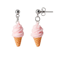 Handmade Soft Pink Ice Cream Dangle Stud Earrings