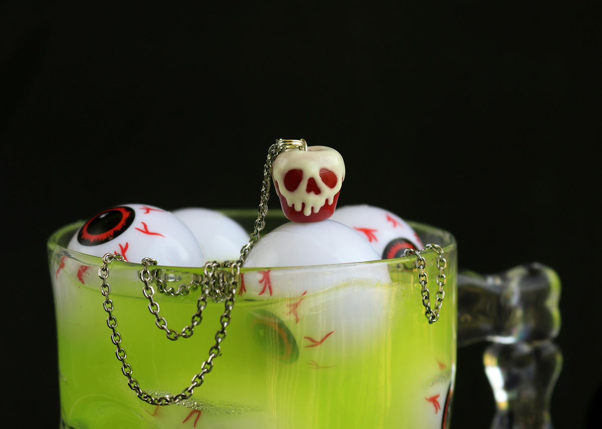 PolinaCreations Glow in the Dark Poison Red Apple Necklace, Halloween Necklace Spooky Jewelry Scary Skull Necklace Fake Food Jewelry Red Necklace Pendant fake food jewelry polymer clay jewelry red charm apple charm apple necklace glow jewelry gift for her gift for woman girls holiday jewelry halloween charm polina creations Disney jewelry snow white jewelry snow white necklace disney pendant disney charm fruit charm fruit necklace fruit pendant disney princess jewelry