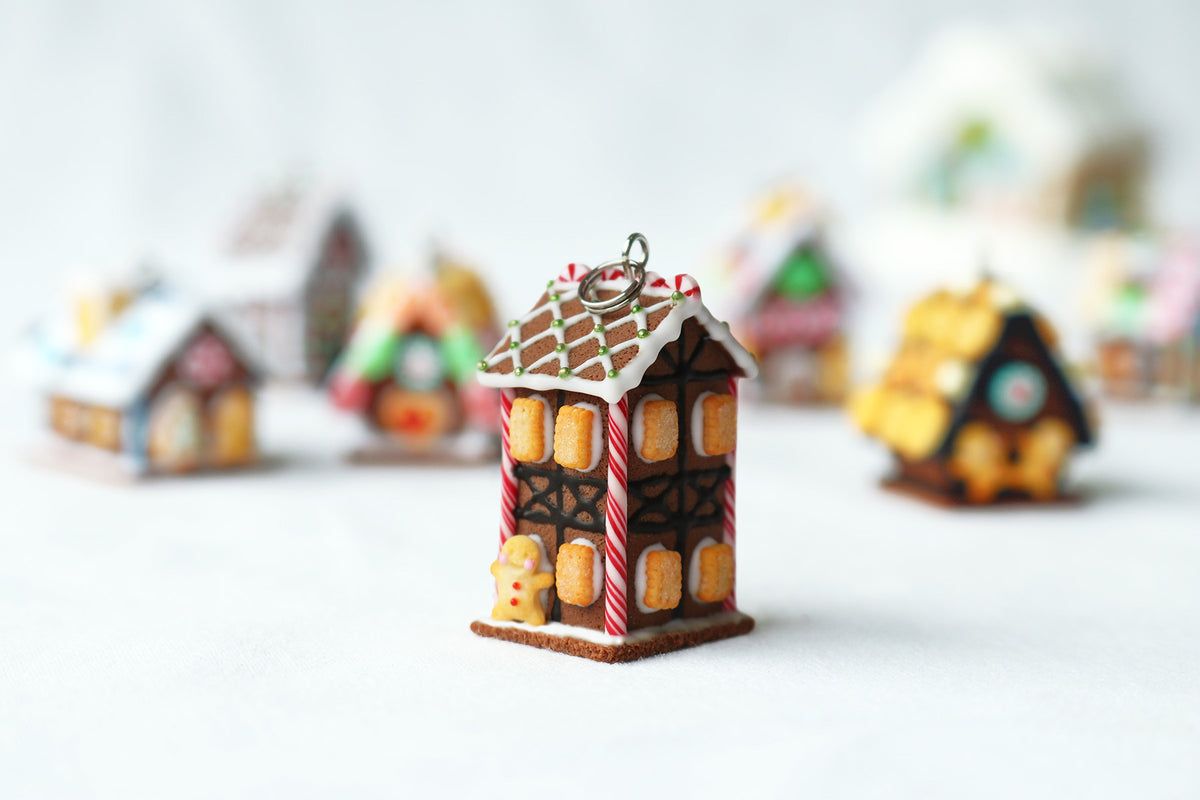 Handmade Gingerbread House Necklace, Christmas Gift
