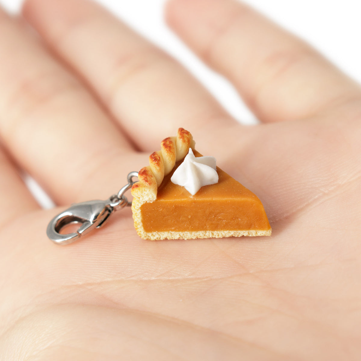 Handmade Pumpkin Pie Bracelet Charm, Thanksgiving Gift
