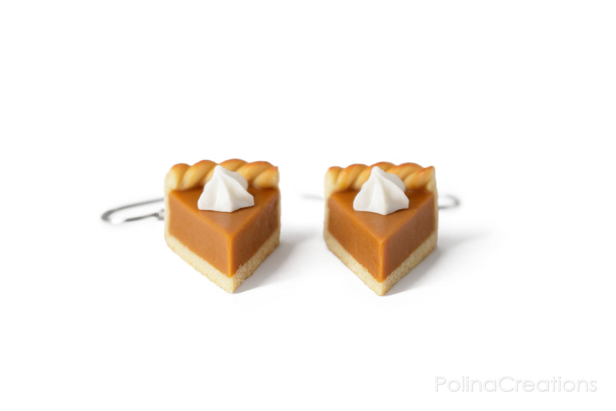 Handmade Pumpkin Pie Earrings, Thanksgiving Gift
