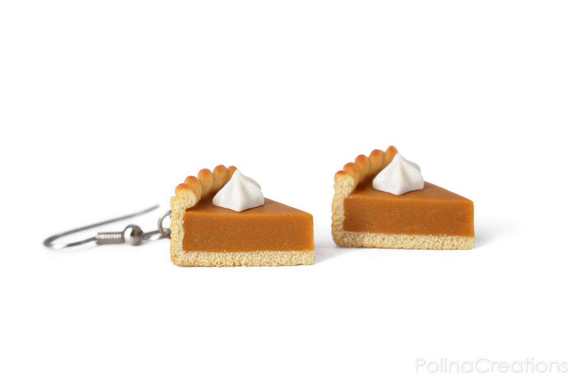 Handmade Pumpkin Pie Earrings, Thanksgiving Gift