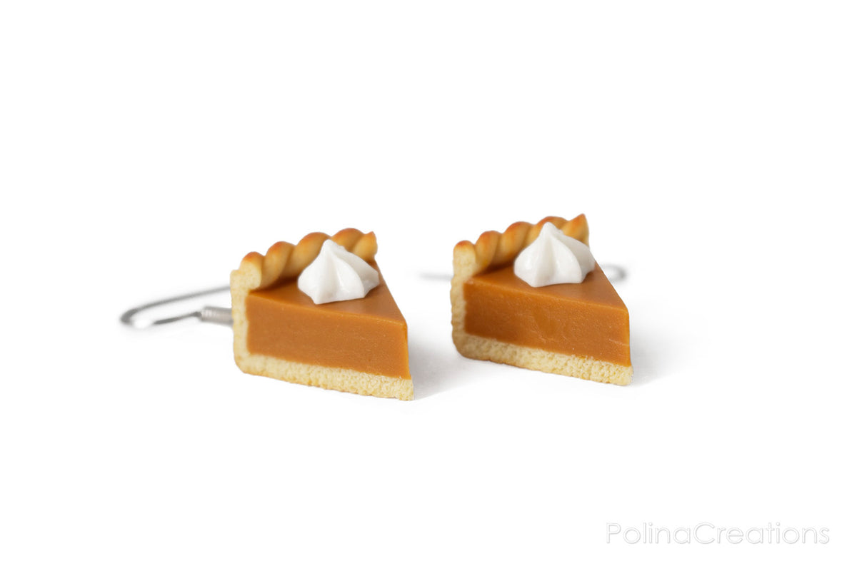 Handmade Pumpkin Pie Earrings, Thanksgiving Gift