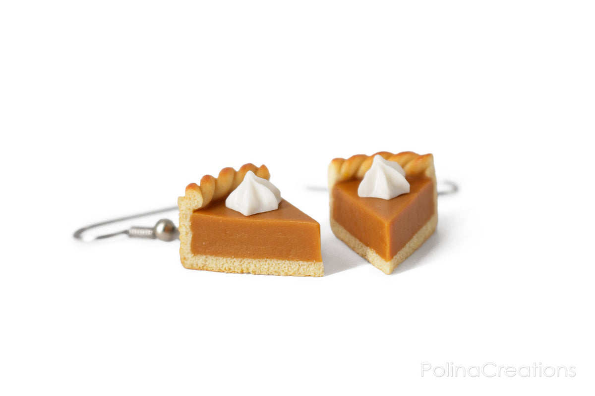 Handmade Pumpkin Pie Earrings, Thanksgiving Gift