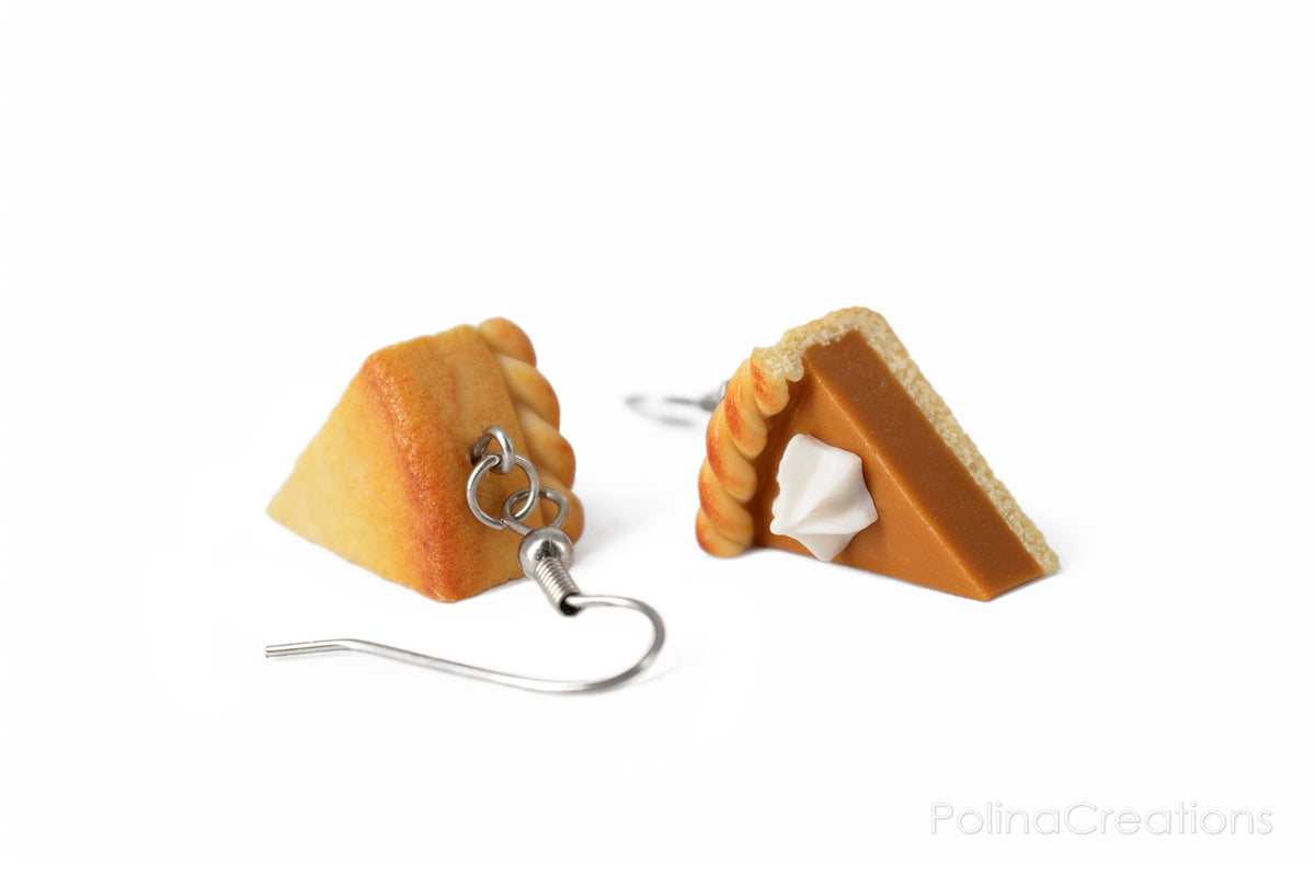 Handmade Pumpkin Pie Earrings, Thanksgiving Gift