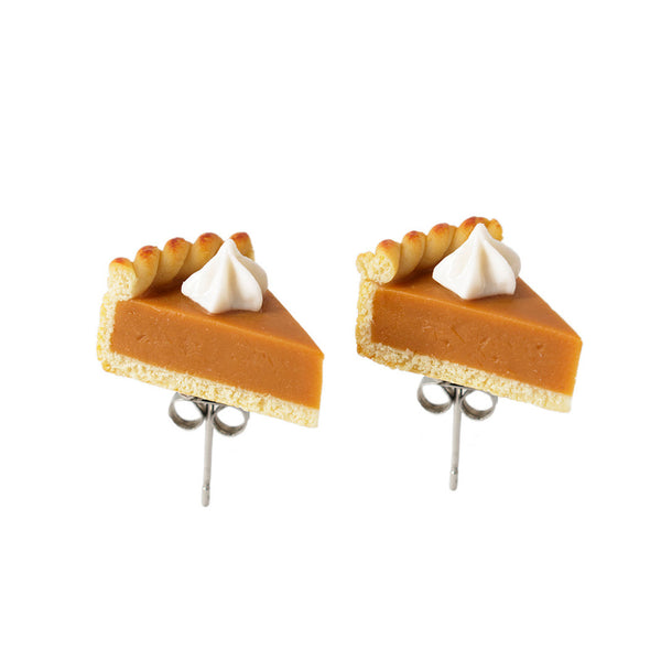 Handmade Pumpkin Pie Stud Earrings, Thanksgiving Gift