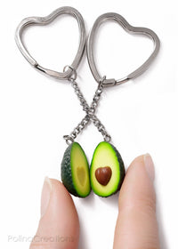 polinacreations Avocado Keychains, Valentines day gift Best Friend Keychain Set for 2 Avocado Heart Friendship Keychains BFF Gift Fake Food LOVE Jewelry Wife Husband Gift polina creations 