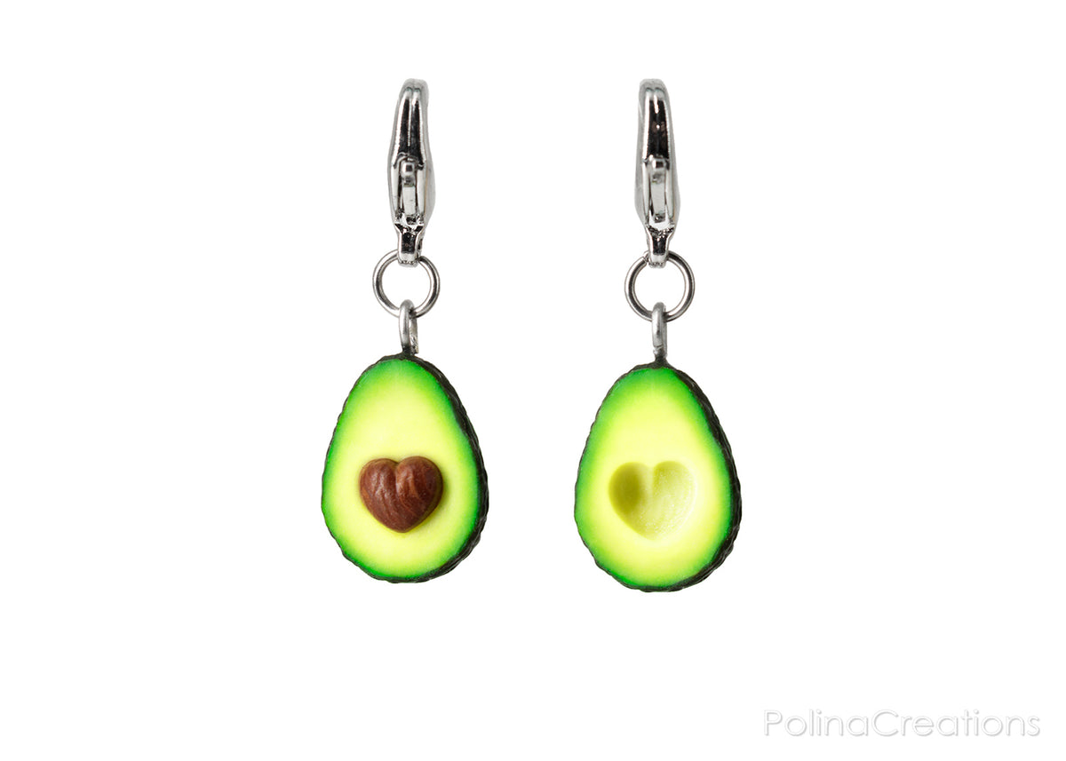 Handmade Avocado Heart Bracelet Charm, Valentine's day gift