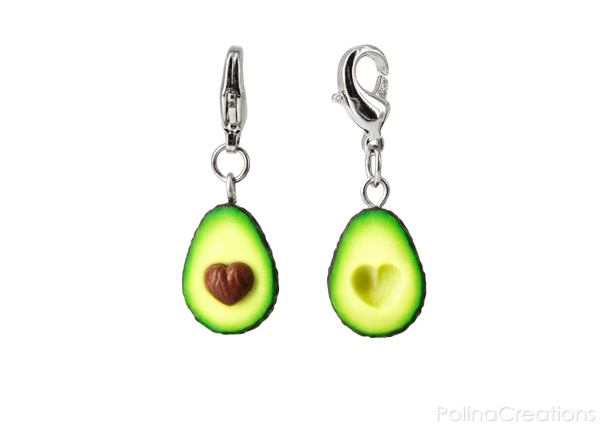 Handmade Avocado Heart Bracelet Charm, Valentine's day gift
