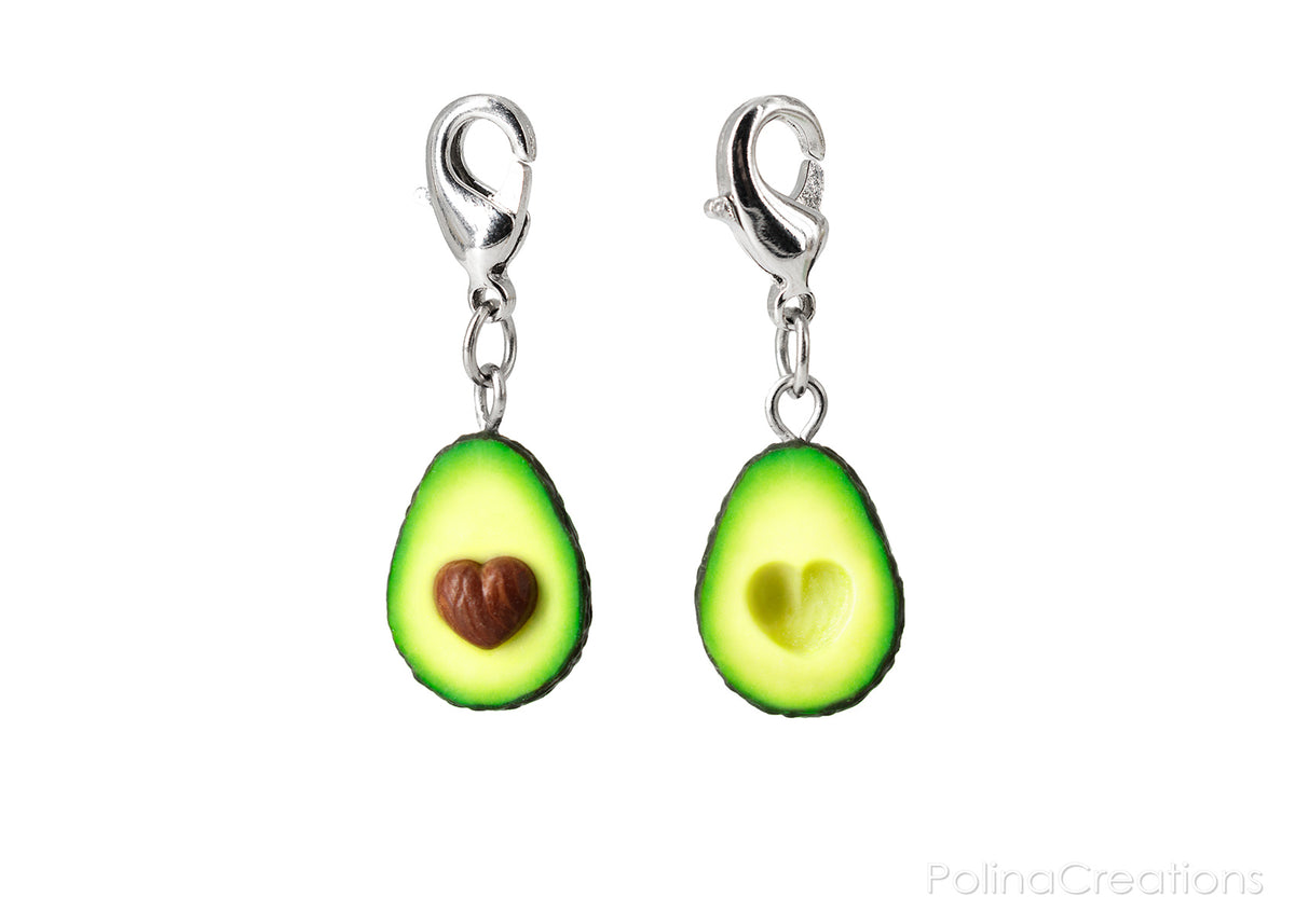 Handmade Avocado Heart Bracelet Charm, Valentine's day gift