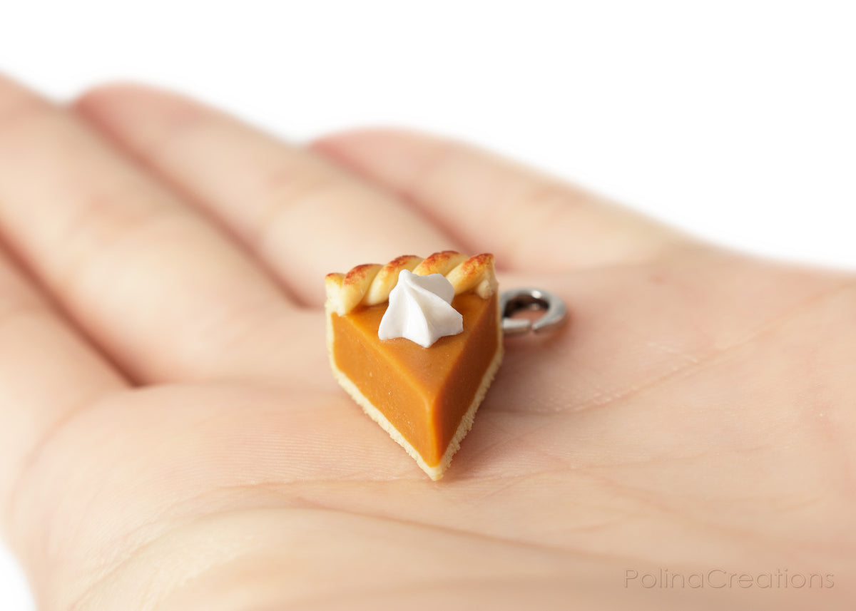 Handmade Pumpkin Pie Bracelet Charm, Thanksgiving Gift