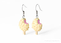 Handmade White Chocolate and Nut Covered Pink Ice Cream Bar Earrings