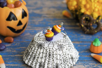 Handmade Pumpkin Cupcake Earrings (Purple Bottom), Halloween Gift