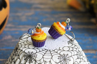 Handmade Pumpkin Cupcake Earrings (Purple Bottom), Halloween Gift