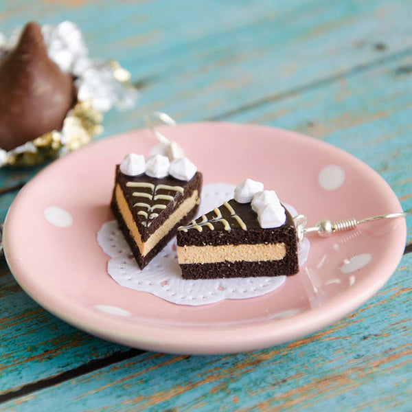 Handmade Chocolate Layer Cake Earrings