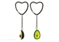 polinacreations Avocado Keychains, Best Friend Keychain Set for 2 Avocado Heart Friendship Keychains BFF Gift Fake Food LOVE Jewelry Wife Husband Gift polina creations 