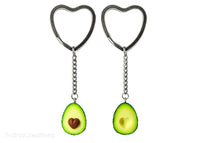 polinacreations Avocado Keychains, Best Friend Keychain Set for 2 Avocado Heart Friendship Keychains BFF Gift Fake Food LOVE Jewelry Wife Husband Gift polina creations polymer clay jewelry