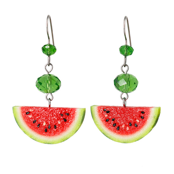 Handmade Watermelon Slice Earrings