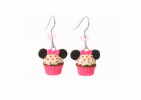 polinacreations Handmade jewelry Mouse Neon Pink Cupcake Earrings, Cupcake Earrings, Mouse Earrings fake food jewelry polymer clay food jewelry cute earrings gift for her gift for woman girl pink jewelry cookie earrings cookie jewelry oreo jewelry oreo earrings minnie mouse jewelry mickey mouse earrings beaded jewelry