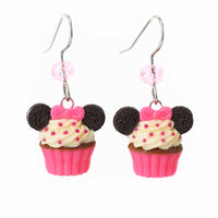 polinacreations Handmade jewelry Mouse Neon Pink Cupcake Earrings, Cupcake Earrings, Mouse Earrings fake food jewelry polymer clay food jewelry cute earrings gift for her gift for woman girl pink jewelry cookie earrings cookie jewelry oreo jewelry oreo earrings minnie mouse jewelry mickey mouse earrings beaded jewelry