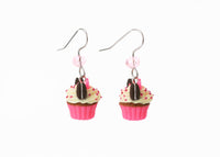 polinacreations Handmade jewelry Mouse Neon Pink Cupcake Earrings, Cupcake Earrings, Mouse Earrings fake food jewelry polymer clay food jewelry cute earrings gift for her gift for woman girl pink jewelry cookie earrings cookie jewelry oreo jewelry oreo earrings minnie mouse jewelry mickey mouse earrings beaded jewelry