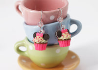 polinacreations Handmade jewelry Mouse Neon Pink Cupcake Earrings, Cupcake Earrings, Mouse Earrings fake food jewelry polymer clay food jewelry cute earrings gift for her gift for woman girl pink jewelry cookie earrings cookie jewelry oreo jewelry oreo earrings minnie mouse jewelry mickey mouse earrings beaded jewelry