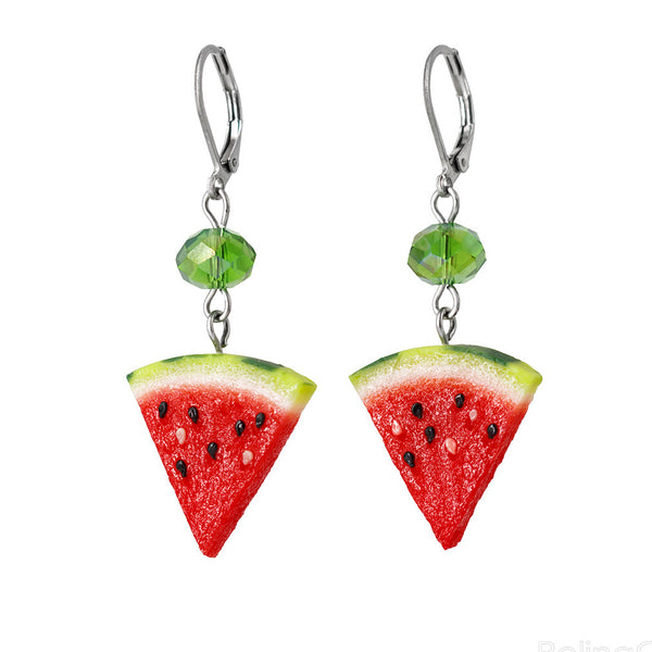 Handmade Watermelon Slice Earrings