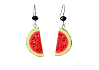 Handmade Watermelon Half Slice Earrings