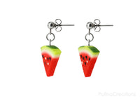Handmade Watermelon Slice Stud Dangle Earrings