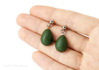 Handmade Avocado Heart Stud Dangle Earrings, Valentine's day gift