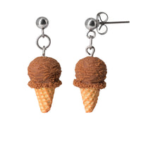 Polinacreations Handmade Chocolate Ice Cream Waffle Cone Dangle Stud Earrings. Ice Cream Jewelry Ice Cream Earrings Food earrings Cute earring Fun earrings