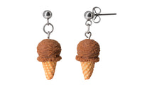 Handmade Chocolate Ice Cream Waffle Cone Dangle Stud Earrings. Ice Cream Jewelry Ice Cream Earrings Food earrings Cute earring Fun earrings polina creations miniature food earrings