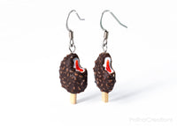 Handmade Chocolate & Nut Covered Vanilla Ice Cream Bar Earrings