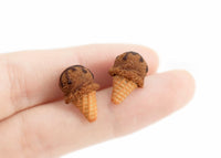 Handmade Chocolate Ice Cream Stud Earrings