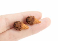 Handmade jewelry polina creations Chocolate Ice Cream Waffle Cone Stud Earrings, Ice Cream Earrings, Ice Cream Studs Cute earrings Kawaii Fake Food Jewelry polinacreations chocolate earrings kawaii jewelry waffle earrings miniature food jewelry mini food earrings gift for her gift for woman present for girl handmade jewellery