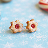 Handmade Christmas Jam Linzer Cookie Earrings, Jam Filled Cookie Earrings Star Earrings Star Jewelry Cute earrings Kawaii PolinaCreations