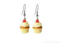 polinacreations hypoallergenic jewelry gift ideas handmade jewelry Vanilla Frosting Cupcake Earrings Topped with Strawberry, Vanilla Cupcake Earrings Fake Food Jewelry Polymer Clay food Jewelry yellow jewelry cute earrings gift for woman gift for her present for girl strawberry jewelry fruit earrings dessert jewelry vanilla jewelry unique jewelry desert jewellery berry earrings