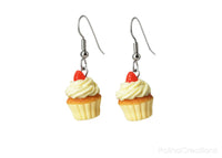polinacreations hypoallergenic jewelry gift ideas handmade jewelry Vanilla Frosting Cupcake Earrings Topped with Strawberry, Vanilla Cupcake Earrings Fake Food Jewelry Polymer Clay food Jewelry yellow jewelry cute earrings gift for woman gift for her present for girl strawberry jewelry fruit earrings dessert jewelry vanilla jewelry unique jewelry desert jewellery berry earrings
