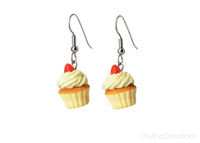 polinacreations hypoallergenic jewelry gift ideas handmade jewelry Vanilla Frosting Cupcake Earrings Topped with Strawberry, Vanilla Cupcake Earrings Fake Food Jewelry Polymer Clay food Jewelry yellow jewelry cute earrings gift for woman gift for her present for girl strawberry jewelry fruit earrings dessert jewelry vanilla jewelry unique jewelry desert jewellery berry earrings