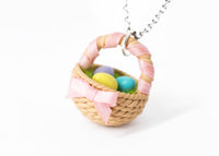 Polinacreations Handmade Easter Egg Basket Pendant. Easter Eggs jewelry Easter Jewelry polymer clay fake food jewelry miniature food rainbow jewelry polina creations gift for her