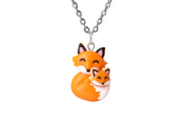 Handmade Mama Fox and Baby Necklace, Mothers Day Gift