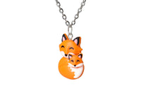 Handmade Mama Fox and Baby Necklace, Mothers Day Gift