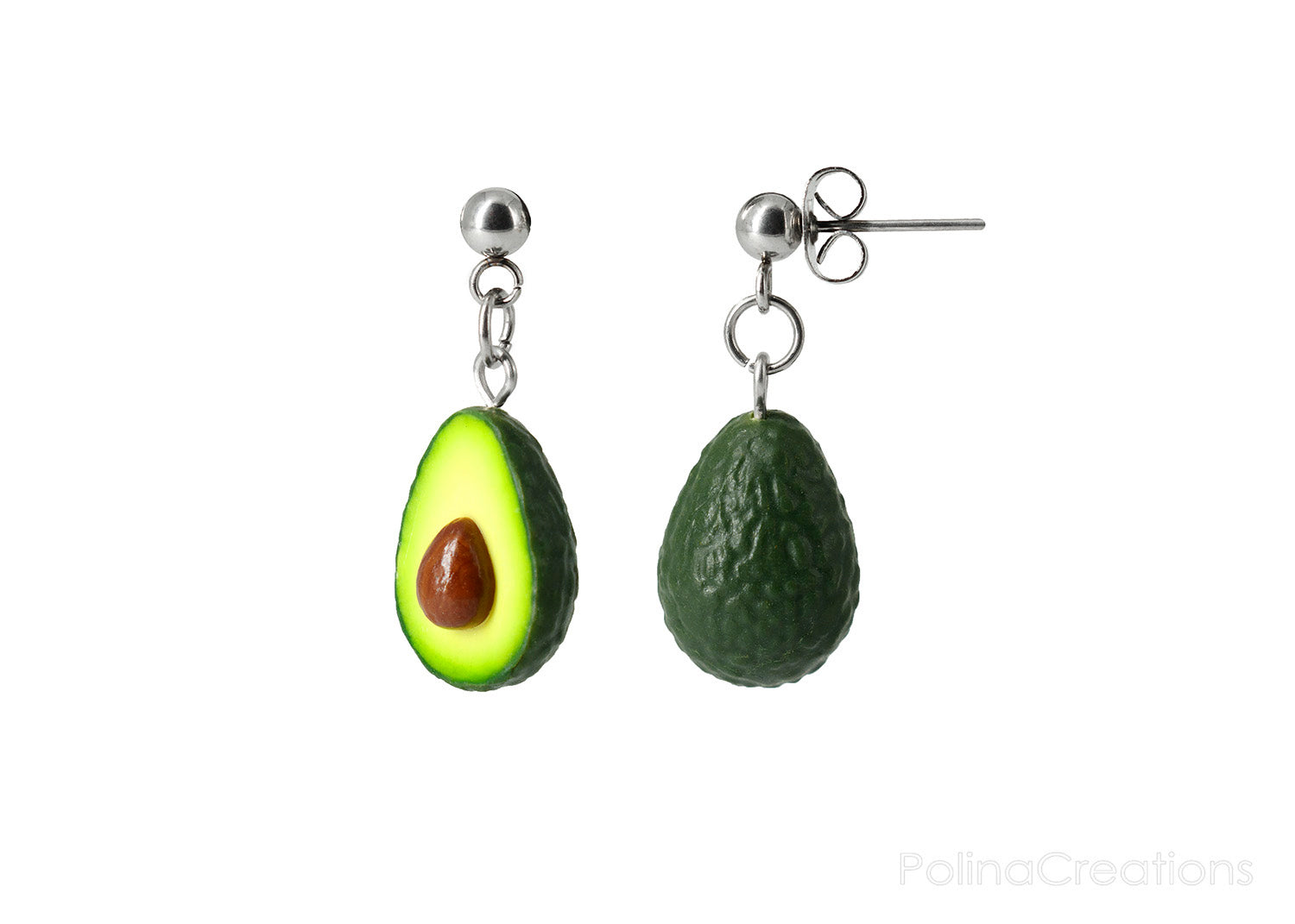 Handmade Avocado Stud Dangle Earrings PolinaCreations