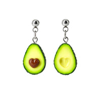 Handmade Avocado Heart Stud Dangle Earrings, Valentine's day gift
