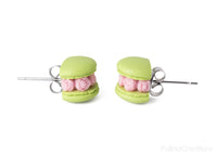 Handmade Lime Green Floral Macaron Stud Earrings