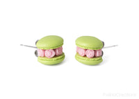 Handmade Lime Green Floral Macaron Stud Earrings